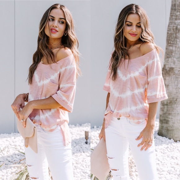 Pink Wash Ombré Tie Dye Boho Top - Picture 2 of 5